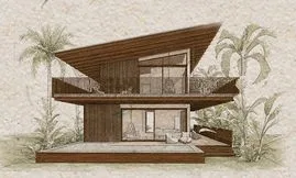 Fachada do Modelo B, dois pavimentos e três suítes